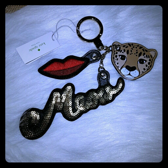 Kate spade leopard run the wild keychain